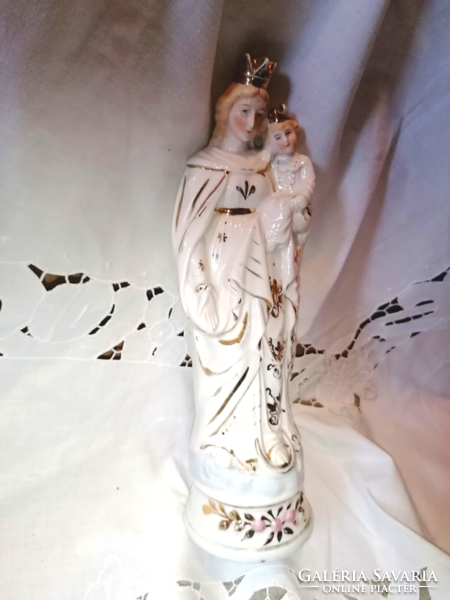 Antik, gyönyörű Szűz Mária porcelán kegytárgy házioltárhoz