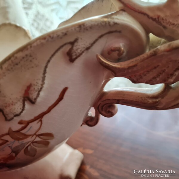 Antique faience imperial bonn rare collector's serving bowl with dragon catcher, centerpiece
