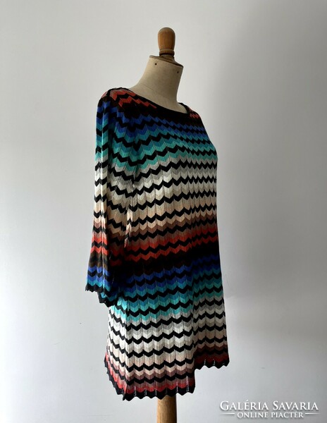 New Missoni style, knitted, colorful, long-sleeved, loose dress, tunic m/l