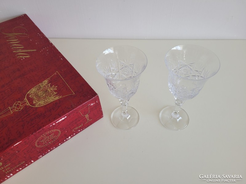 Retro Bohemia kristály pohár mid century 2 db 170 ml talpas pohár