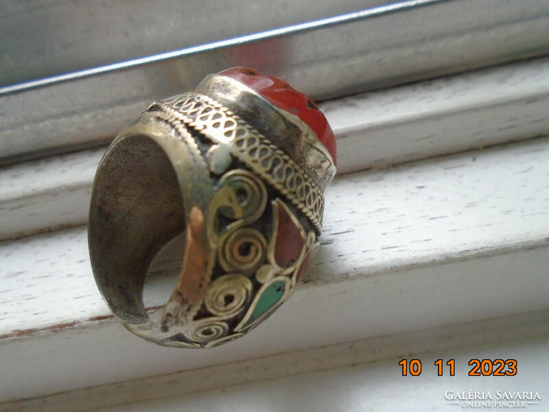 INTAGLIO KARNEOL Pegazussal afgán-türkmén,ottomán látványos törzsi gyűrű