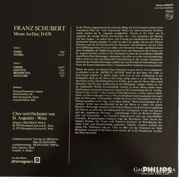 Franz Schubert, Chor Und Orchester Von St. Augustin-Wien - Messe As-Dur D 678 (LP)