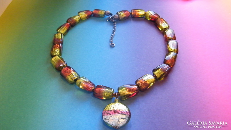 Millefiori glass necklace with pendant
