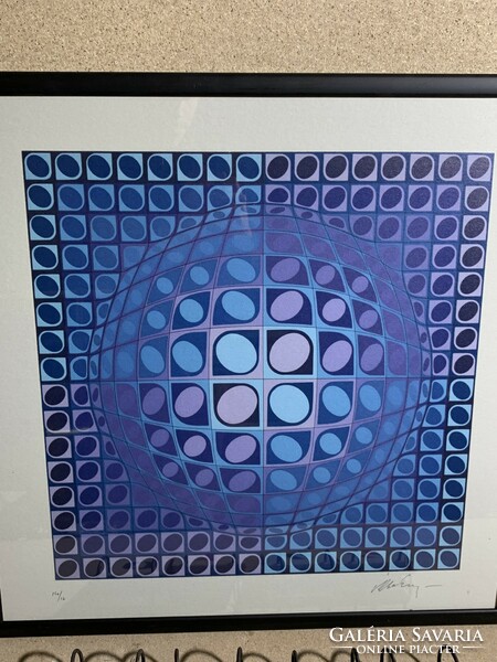 Screen print with Vasarely mark, size 60 x 60 cm rarity.