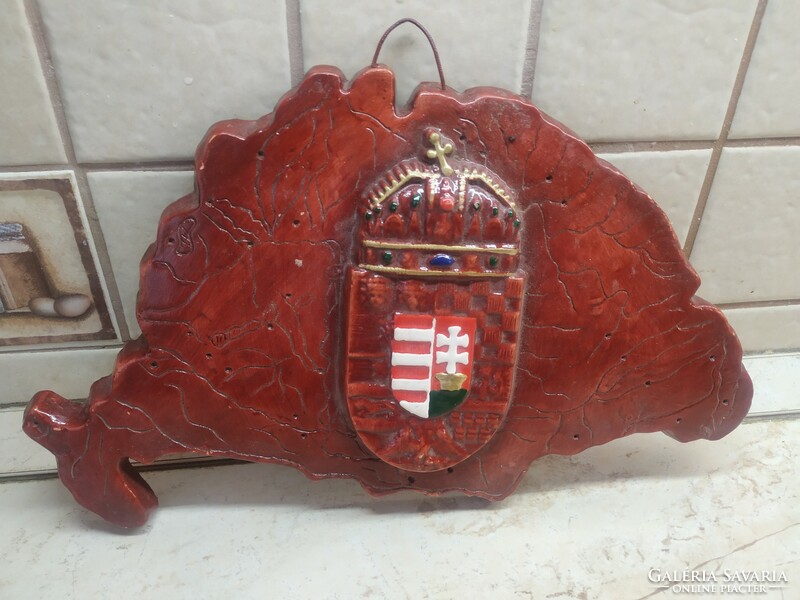 Glazed ceramic wall picture, wall decoration for sale! Old Hungarian coat of arms for sale!