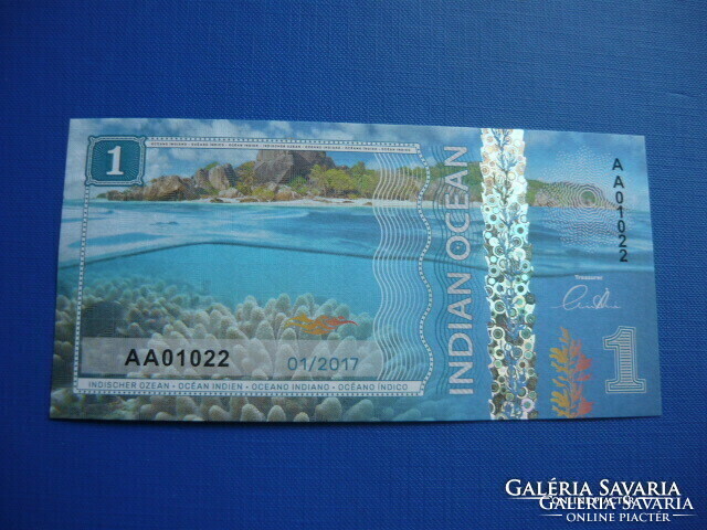 Indian Ocean $ 1 2017! Jellyfish! Rare fantasy paper money! Unc!