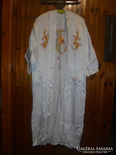 Retro Chinese silk or satin women's robe, bathrobe - dragon