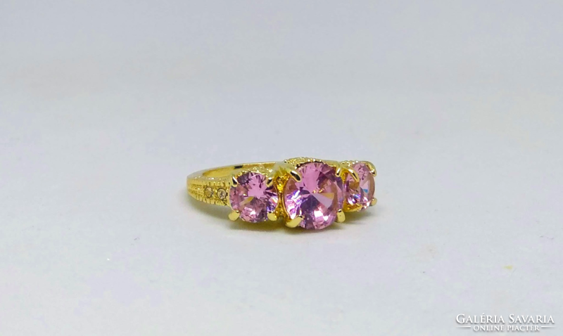 Filled gold (gf), pink cz stone ring 15