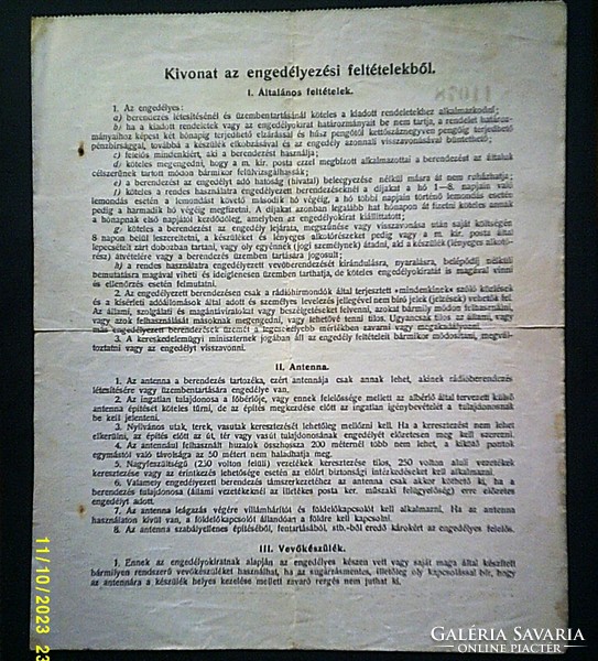 Engedély rádió-vevőberendezásre (1928)