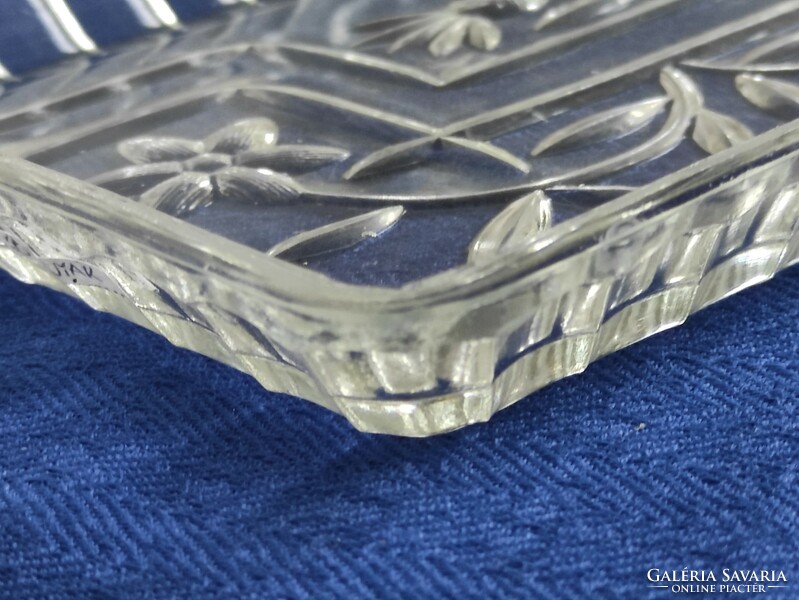 Antique square polished floral glass tray