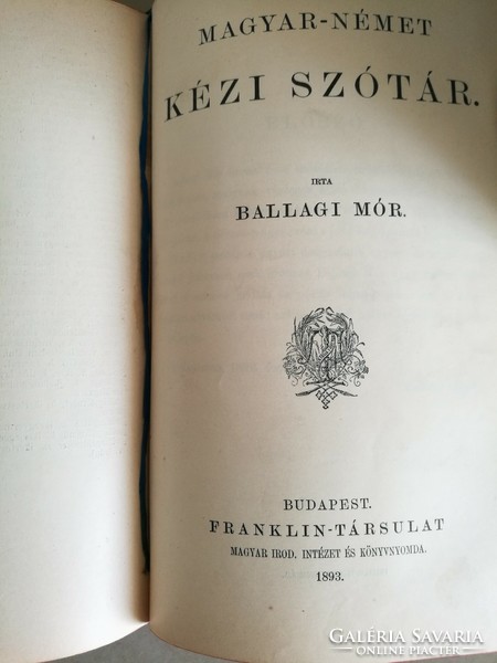Ballagi Mór: German-Hungarian and Hungarian-German hand dictionary in one volume