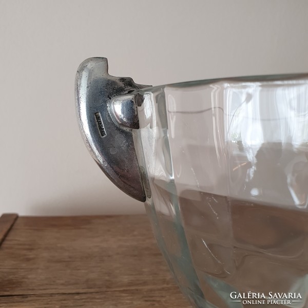 Muranói üveg tál, ezüst szerelékkel