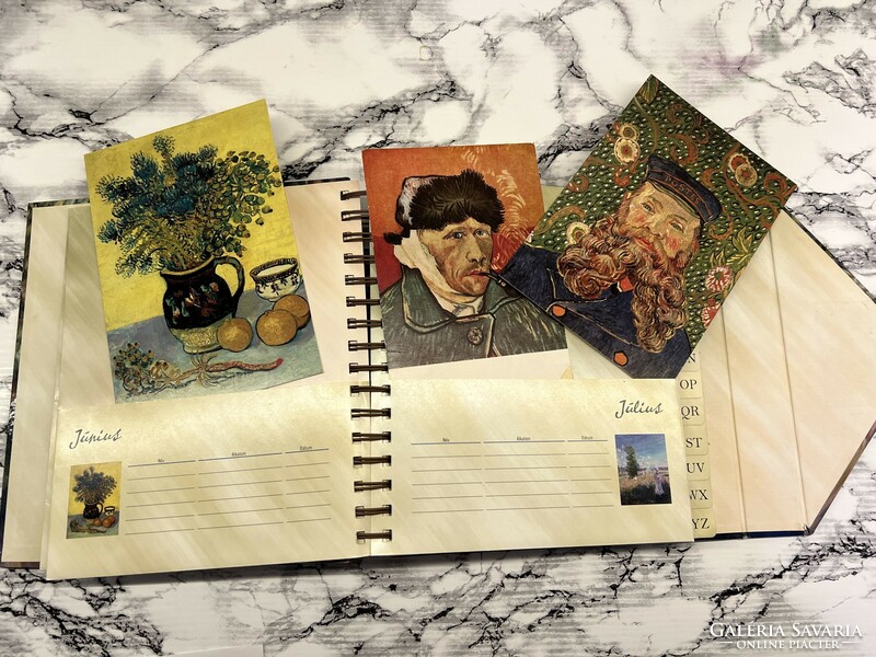 Postcard organizer album impressionist and post-impressionist painters with postcards postmen