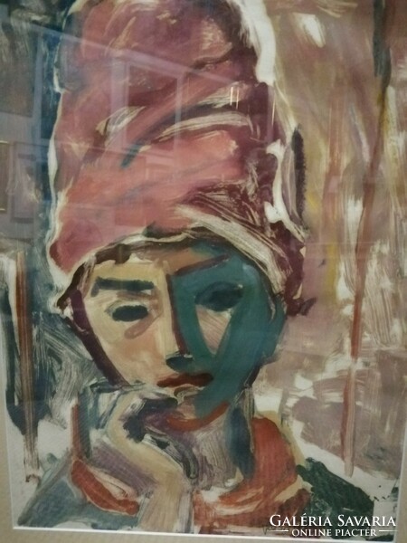 The painter Józsa János is a woman in a red turban