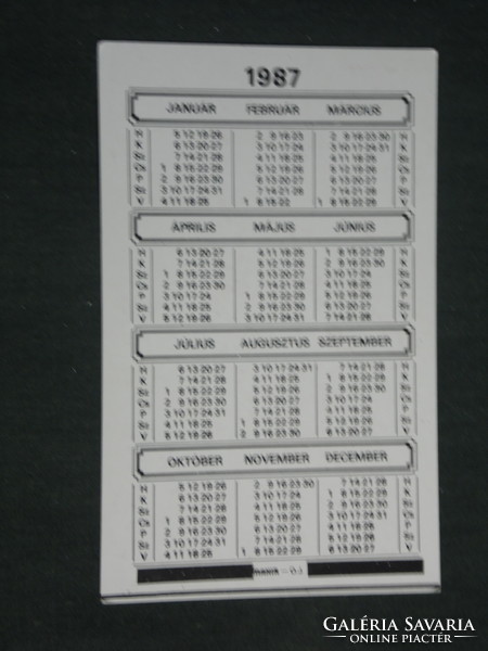 Card calendar, újbarázda mgtsz bélmegyer, 1987, (3)