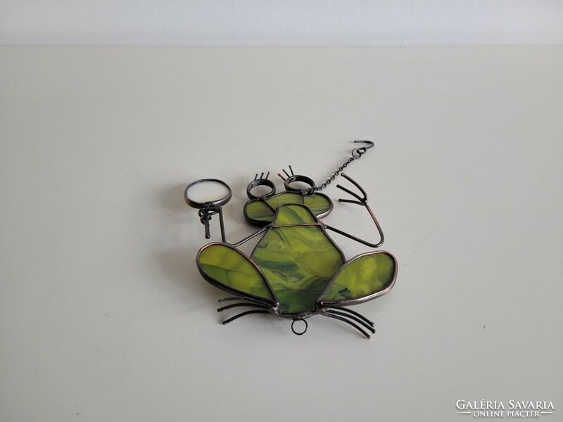 Stained glass retro frog figure with mirror