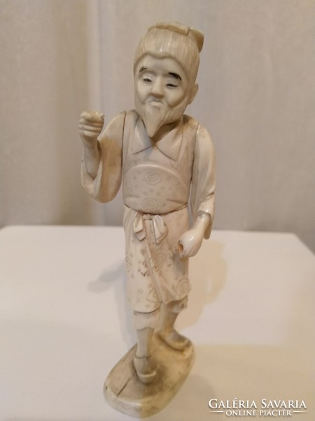 Keleti csont figura, szobor, faragás, kínai, japán