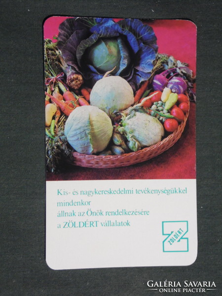 Kártyanaptár, Zöldért zöldség gyümölcs vállalat, 1987,   (3)