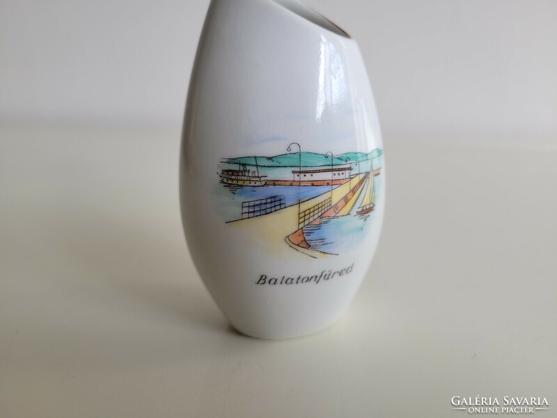 Old retro Balaton souvenir aquincum porcelain Balatonfüred vase mid century souvenir