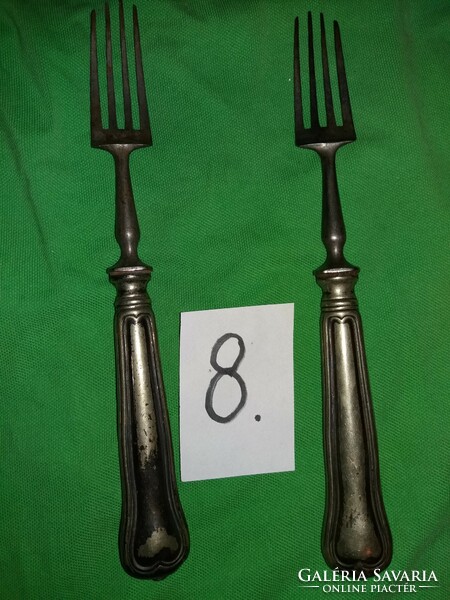 Antique silver-plated alpaca art nouveau larger fork 2 pcs set in one cutlery according to the pictures 8.