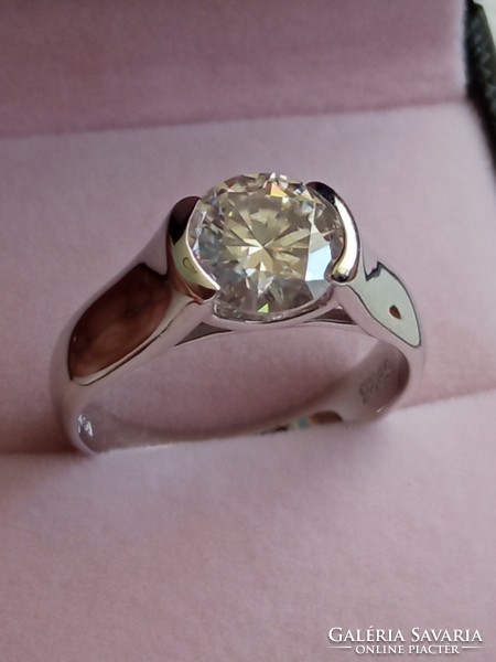 Moissanit gyémánt   2 ct 925 ezüst gyűrű 57