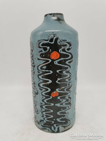 Mária Szilágyi, retro applied art ceramic vase, 21 cm