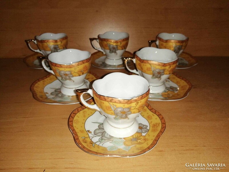 Japanese Art Nouveau porcelain gilded coffee cup set - 6 persons (0-1)
