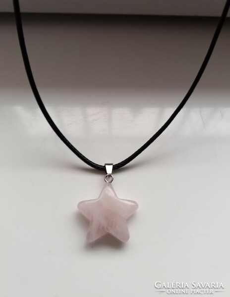 Natural rose quartz star necklace.