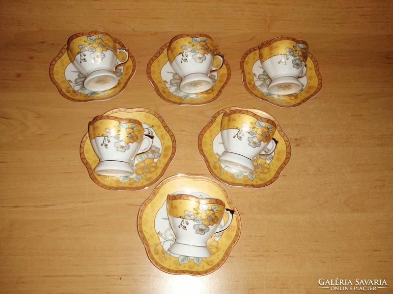 Japanese Art Nouveau porcelain gilded coffee cup set - 6 persons (0-1)