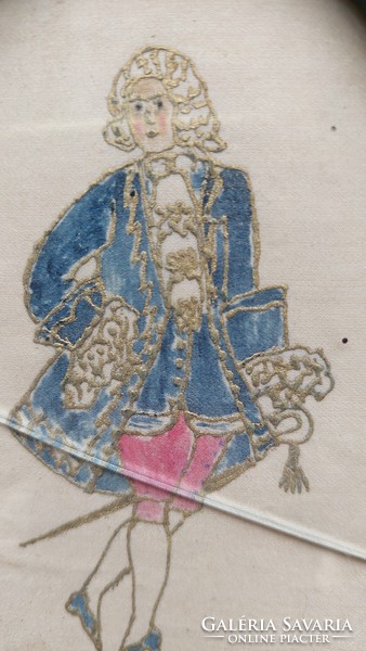 Antique oval frame, baroque male figure