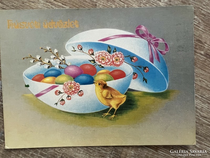 Régi húsvéti képeslap grafikus üdvözlőlap 6 db