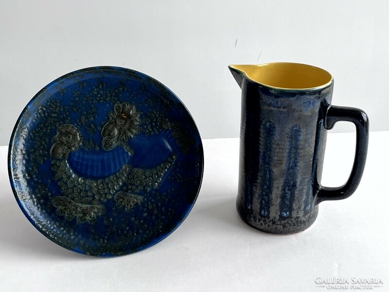 Retro, old pond head ceramic jug, spout