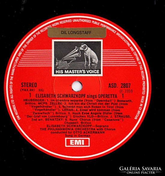 Schwarzkopf, ackermann - Elisabeth Schwarzkopf sings operetta (lp, album, re, rp)