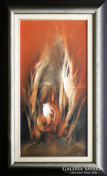 Ludvig Zoltán: Etűd - kerettel 72x42 cm - alkotás: 60x30 cm - 2307/937