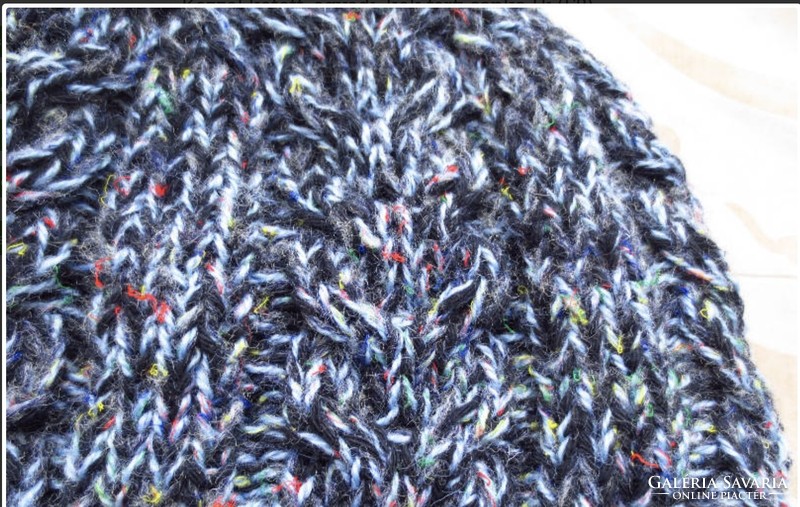 Hand-knitted, unique, blue men's cap new