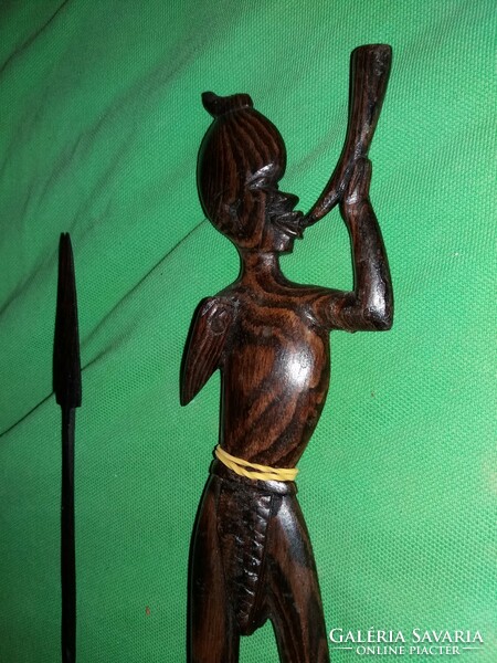 Antique African wooden carved ebony sacred statue 32 cm according to the pictures 5.