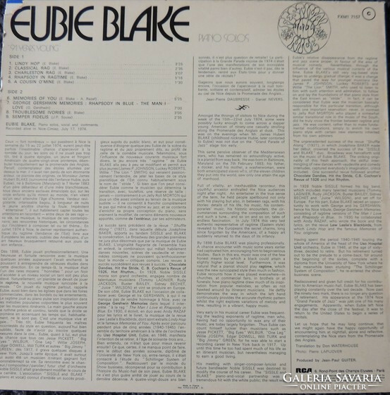Eubie Blake - 91 Years Young - Piano Solos - Jazz Festival Nice 74 (LP, Album)