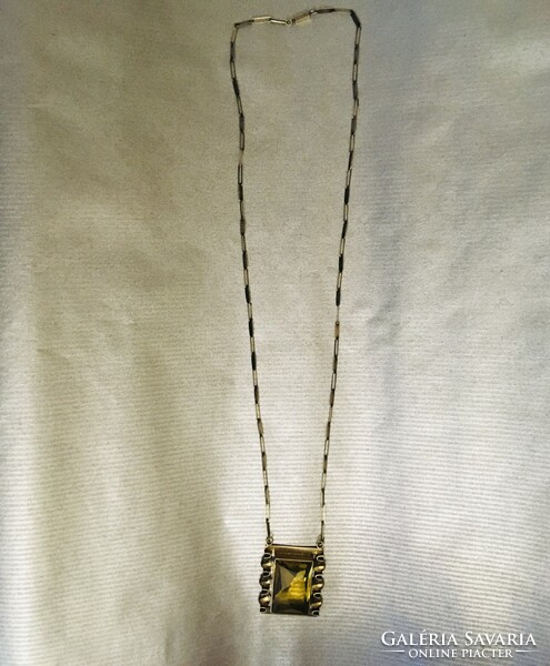 Retro design gold-plated silver necklace collier retro industrial art
