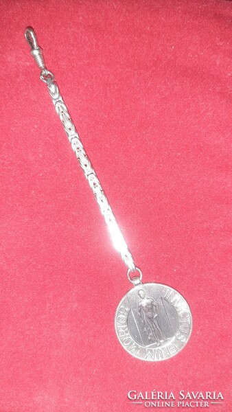 Silver pocket watch chain with gendarme medal pendant