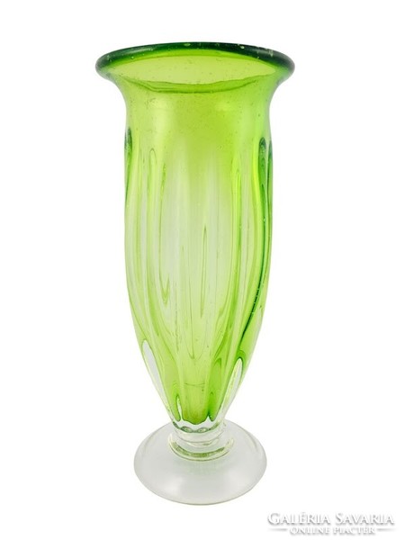 Muranoi uránzöld üveg váza - 50402