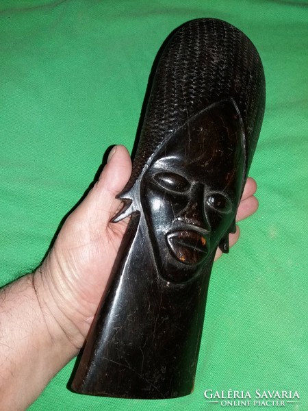 Antique African wooden carved ebony sacred statue bust mini mask 27 cm according to the pictures 4.