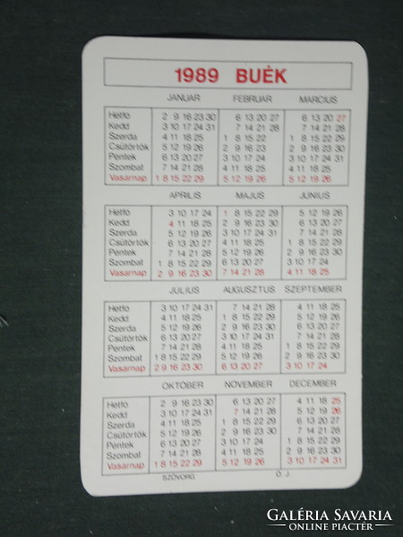Card calendar, restaurant catering, restaurant, wine bar, beer bar, 1989, (3)