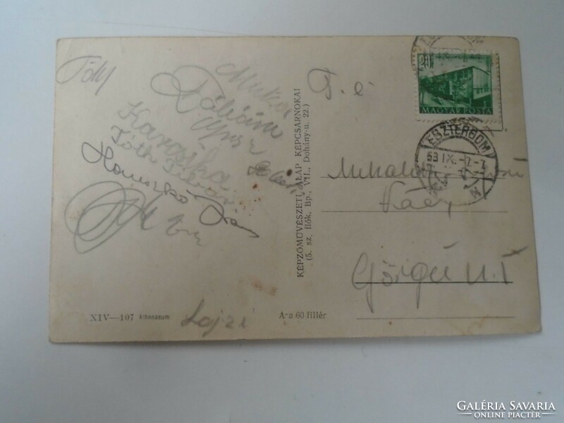 D199659 old postcard - Esztergom 1950k mihalik lajosné vác many signatures