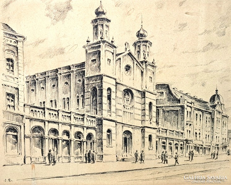 The Synagogue of Eszczecin is the xx. In the first half of the century - lithograph in frame - Osijek, Croatia