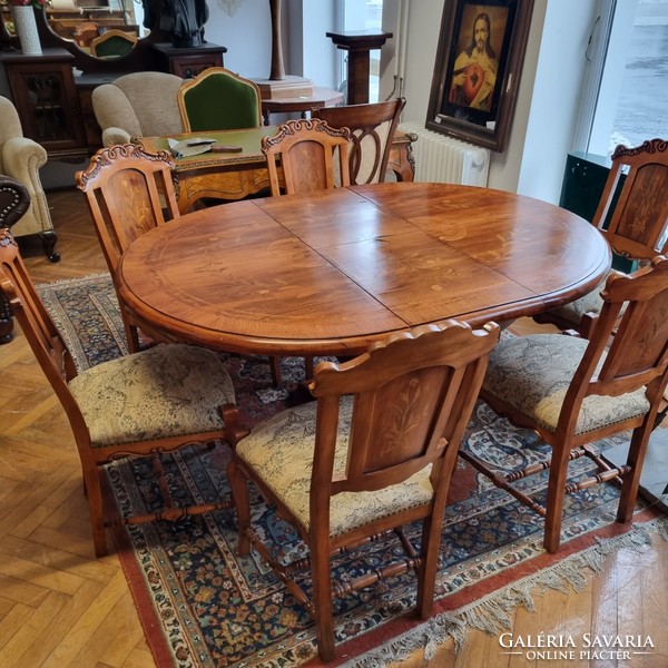 6 Personal dining room/oval table + 6 chairs + a two-door wardrobe