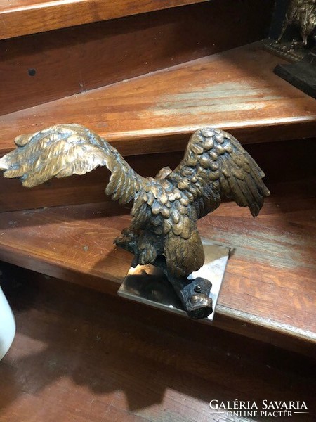 Huge bronze eagle statue with a wingspan of 38 cm.