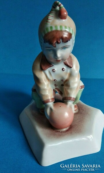 Zsolnay ball child porcelain figurine