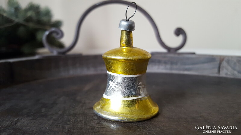 Old glass Christmas tree decoration, bell