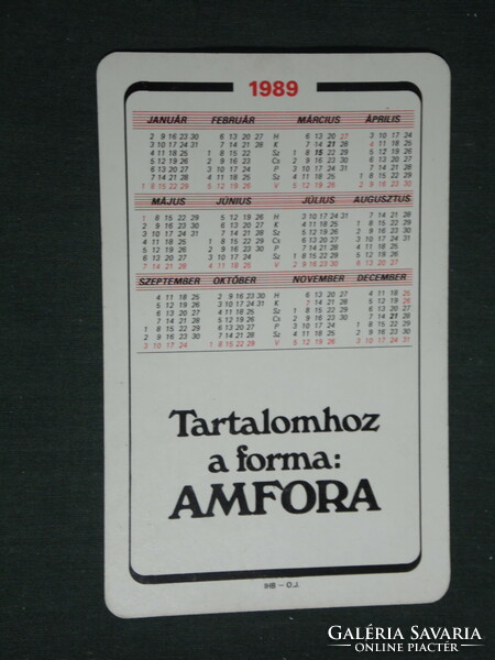 Kártyanaptár, Amfora Üvért vállalat, Hollóházi porcelán készlet, 1989,   (3)