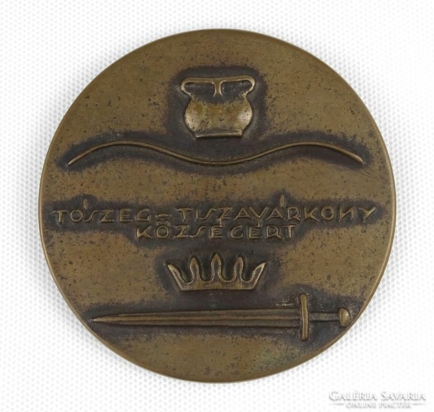 1P717 tószeg - tiszavárkony bronze plaque 9.5 Cm